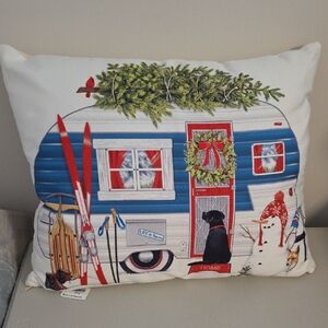 Festive Holiday Camper Pillow NWT
